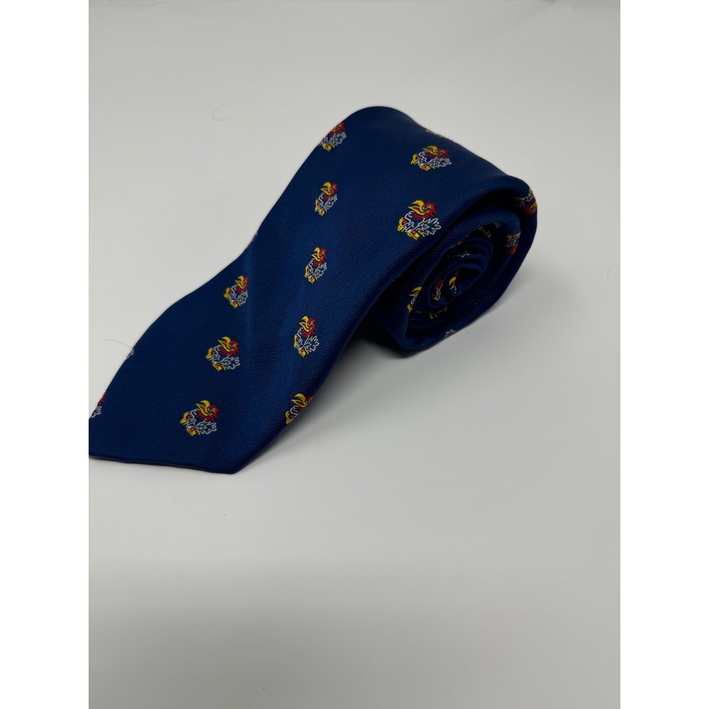 Prince Consort Golden Clasp Necktie Men's Blue Eagle Polyester Kansas KU Jayhawk